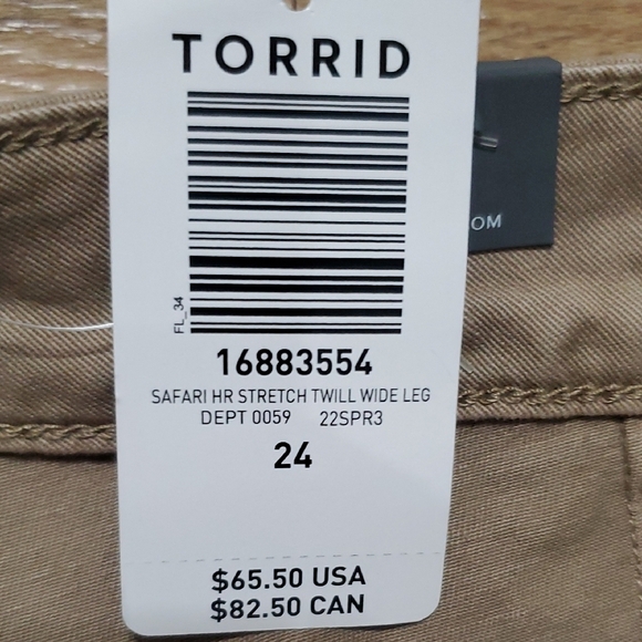 Torrid Tan Wide Leg Capris Casual Cotton Blend New With Tags - Picture 3 of 8